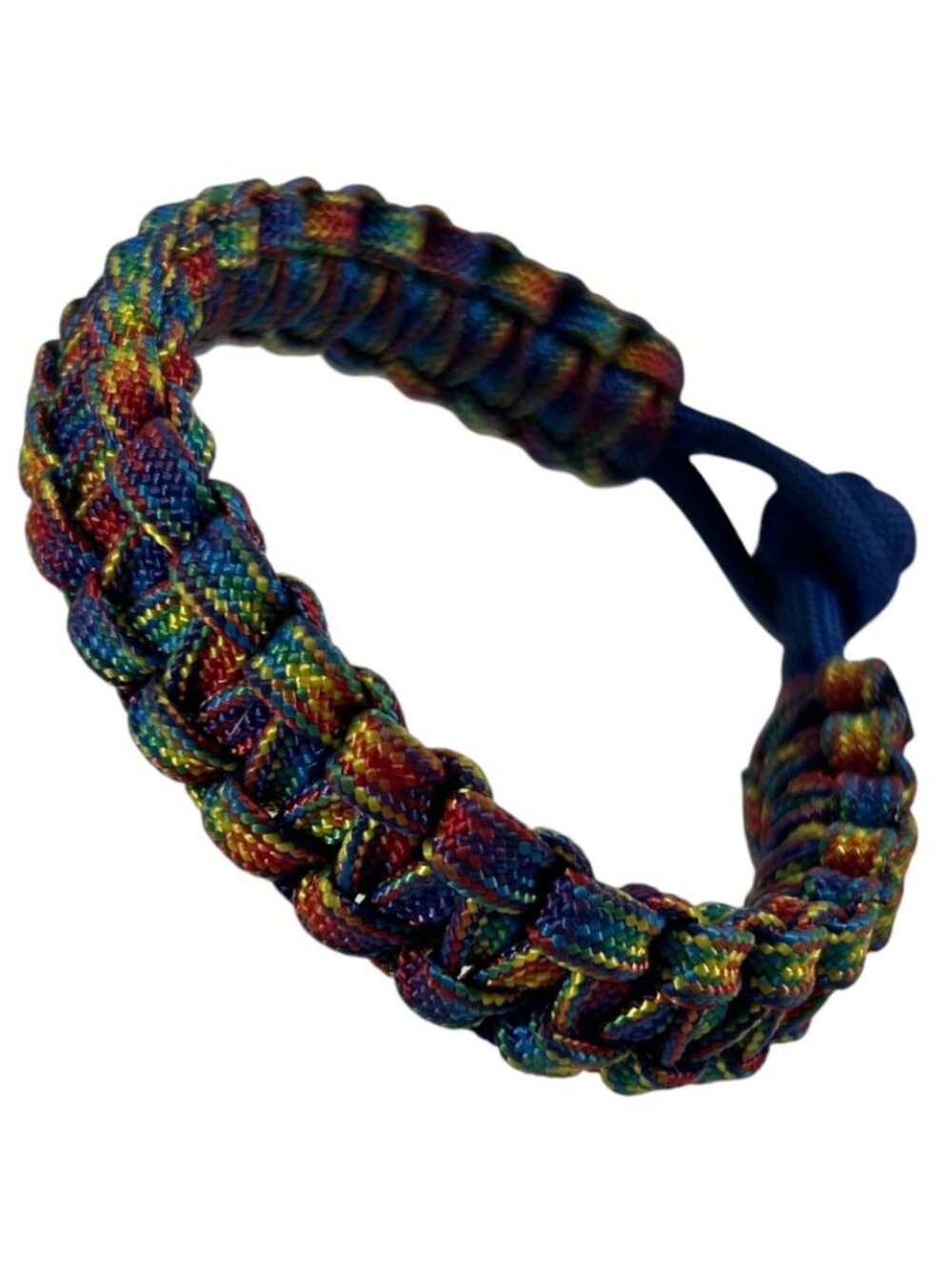 Rainbow Multicolor Paracord Bracelet Wide Woven Braided Knot Loop Closure